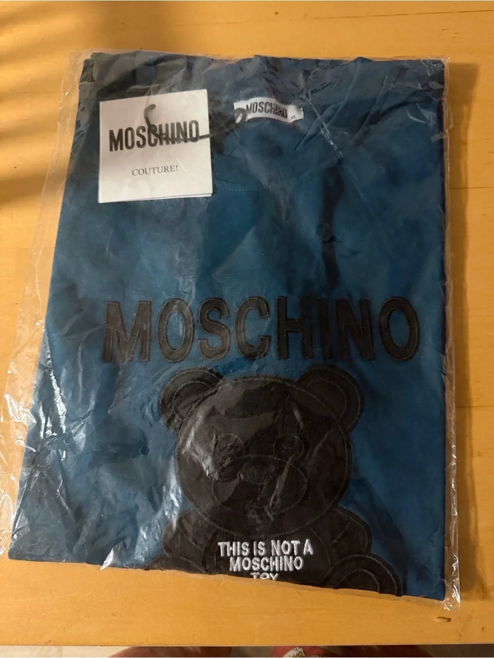 Moschino Kids Teal Bear Logo Tee
